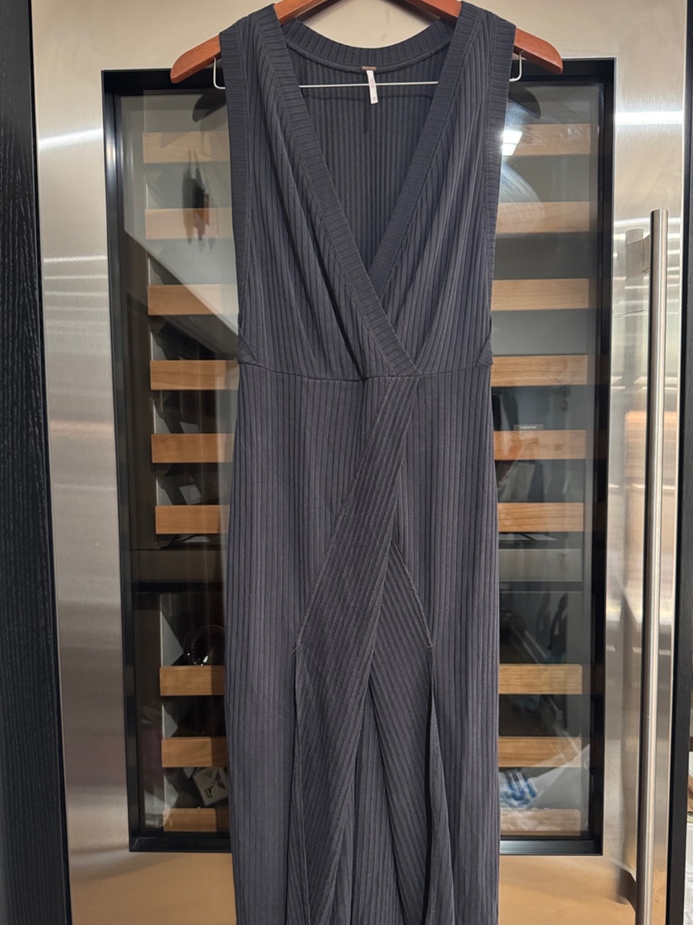 Free People Ribbed Wrap Midi Dress Sleeveless Knit Dress  size XS